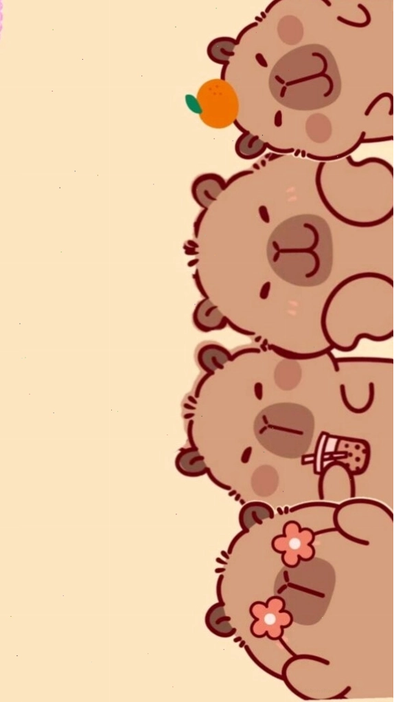 Capybara xếp hàng vô tri