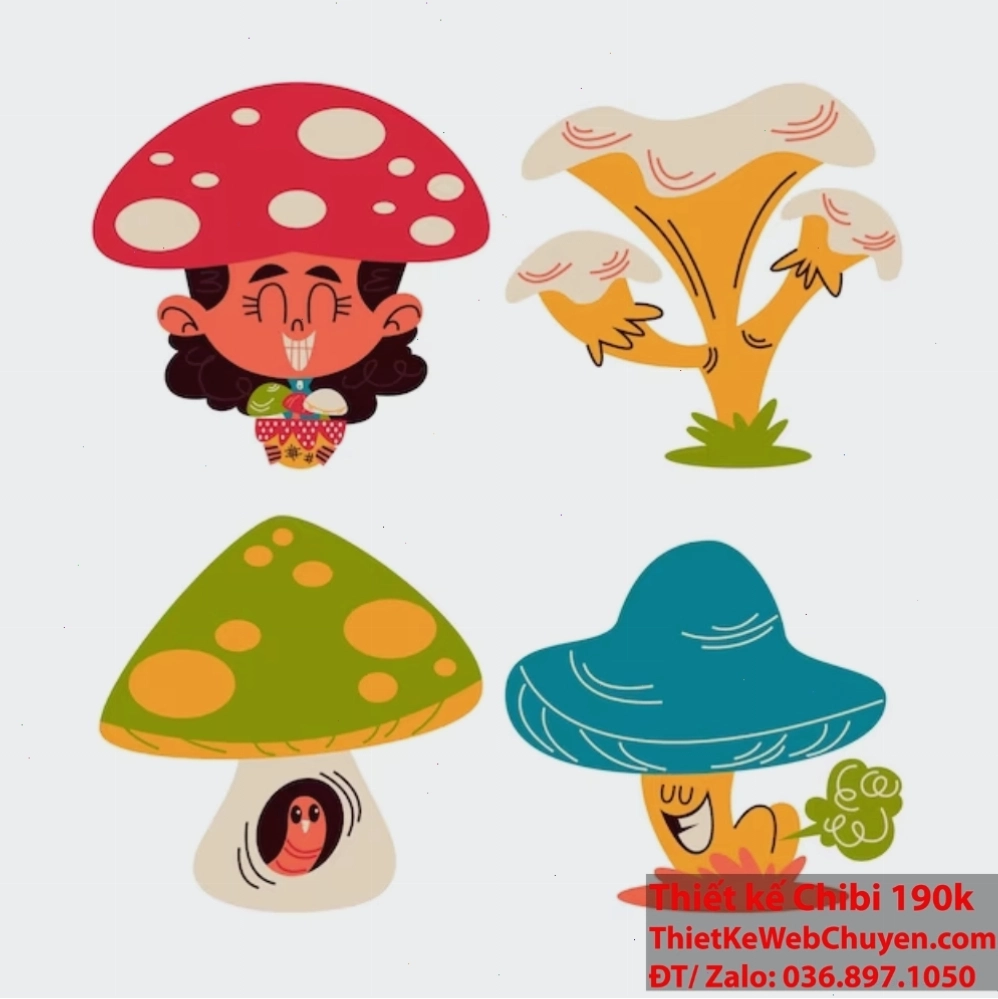 Cây nấm chibi là nguồn cảm hứng cho các sản phẩm sáng tạo