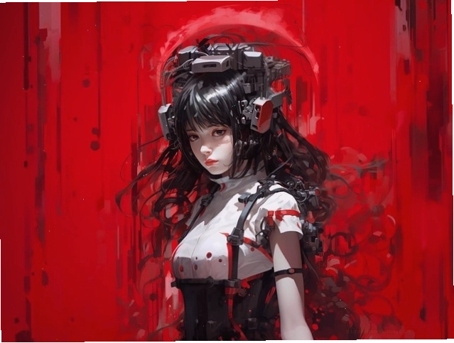 Chân dung cô gái anime với tông màu đen trắng nghệ thuật
