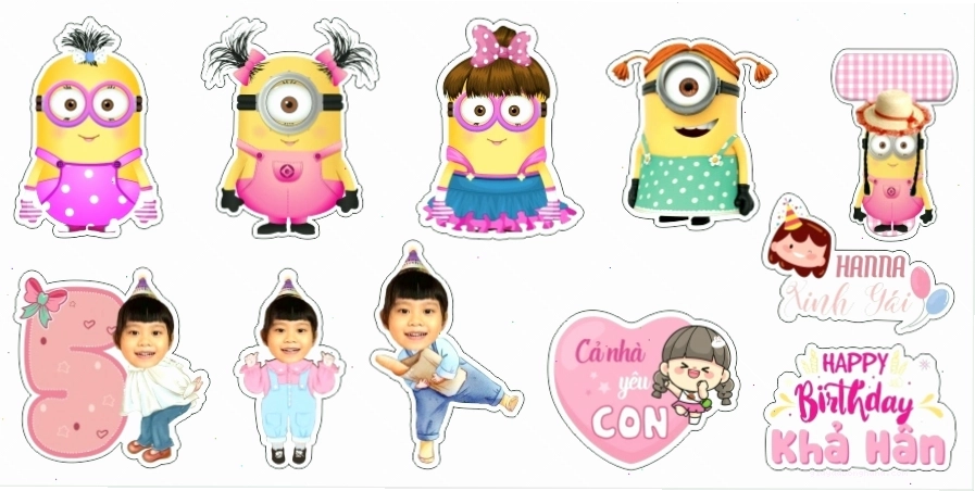 Chibi bé trai trong khung cảnh sinh nhật vui nhộn