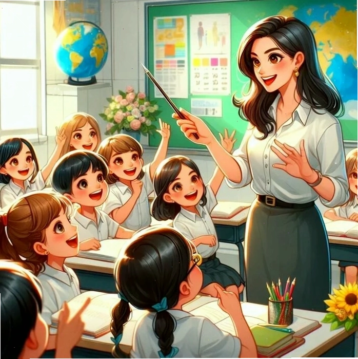 Chibi cô giáo và học sinh thân thiết