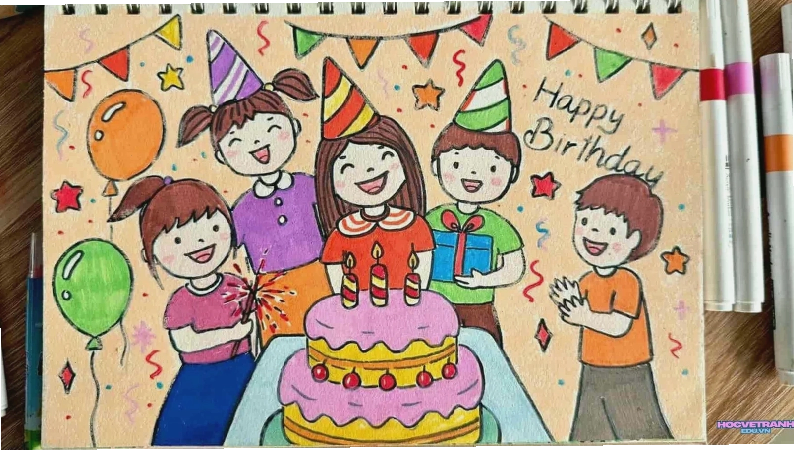Chibi dễ thương chúc mừng sinh nhật bạn bè