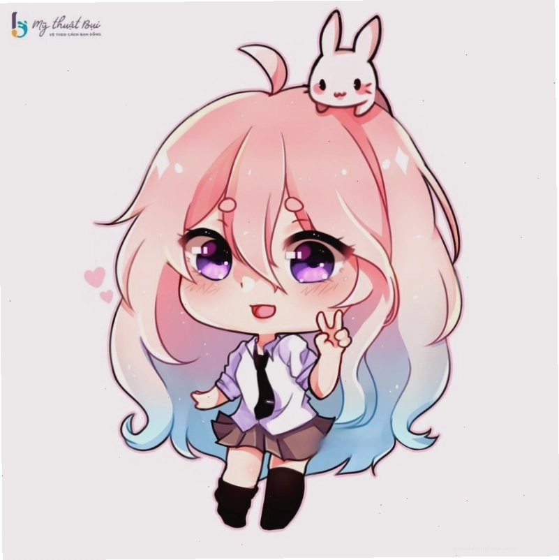 Chibi nữ dễ thương với phong cách anime