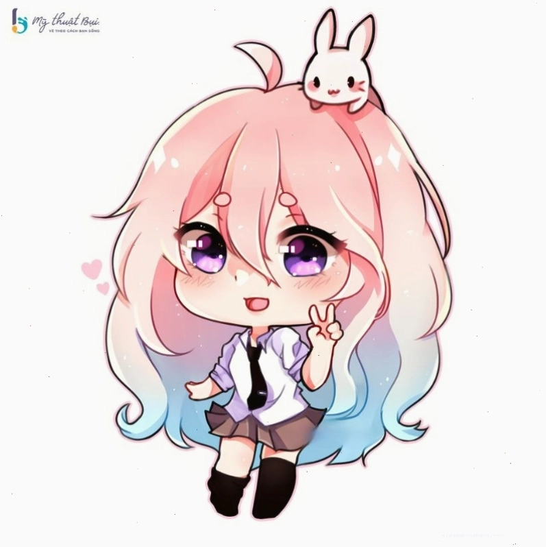 Chibi nữ với đôi tai mèo dễ thương
