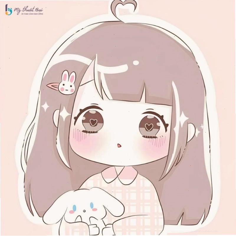 Chibi nữ với trang phục đen và phụ kiện bạc lấp lánh
