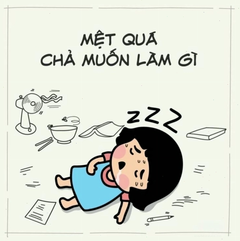 Chibi với đôi mắt thâm quầng, thể hiện sự kiệt sức vì deadline