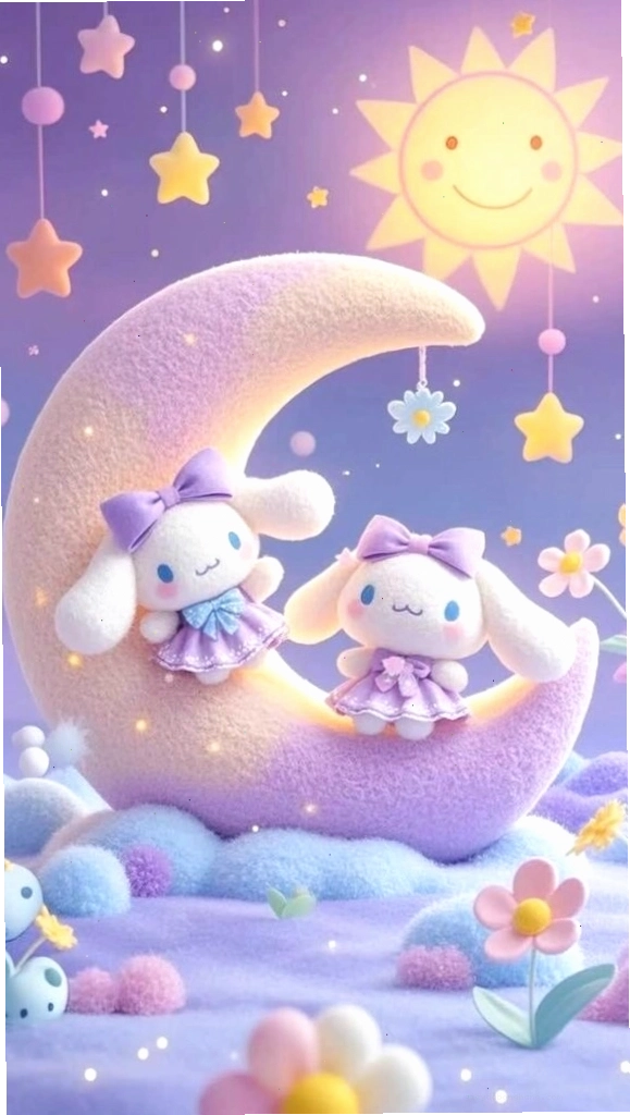 Cinnamoroll cùng bạn nhỏ dưới bầu trời trăng sao pastel