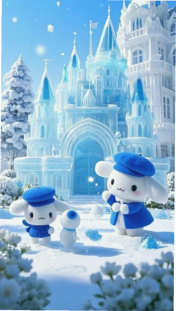 Cinnamoroll dạo chơi trong lâu đài băng tuyết lung linh