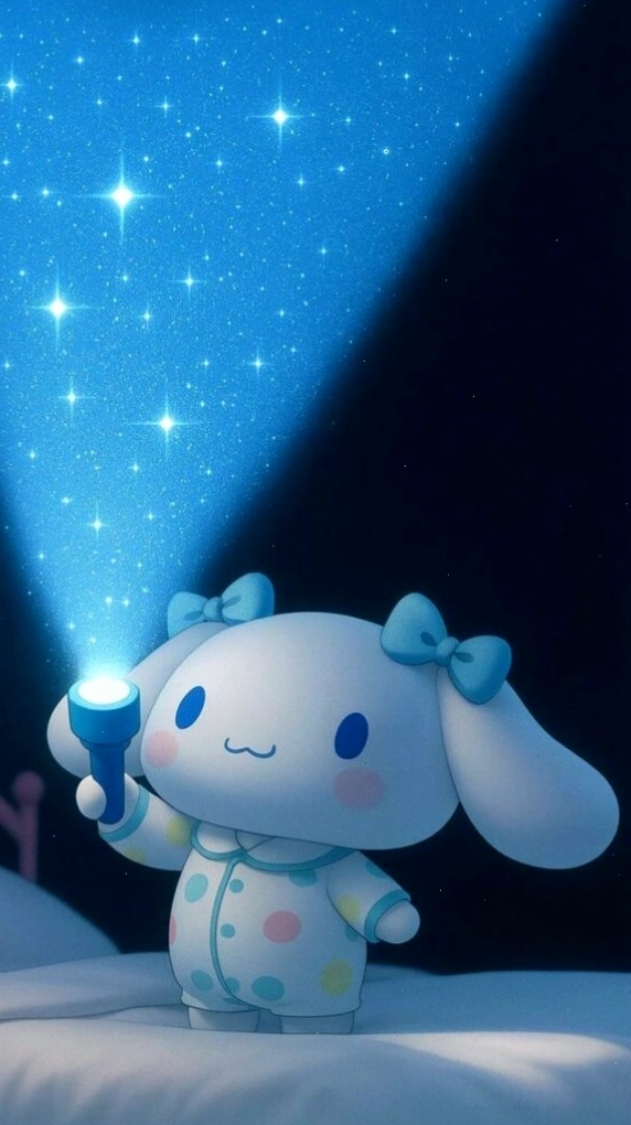 Cinnamoroll soi sao đêm với ánh sáng phép màu lấp lánh