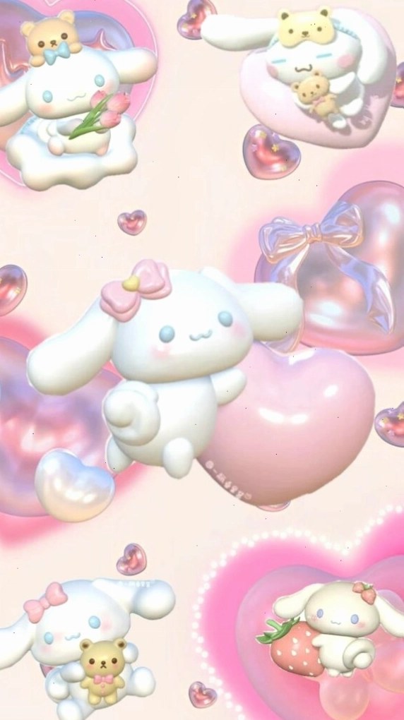 Cinnamoroll với bong bóng hồng, hình ảnh ngọt ngào và đáng yêu