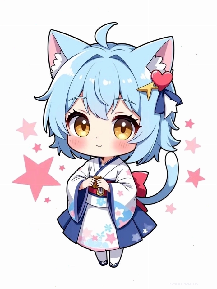 Cô gái chibi tinh nghịch đang nháy mắt