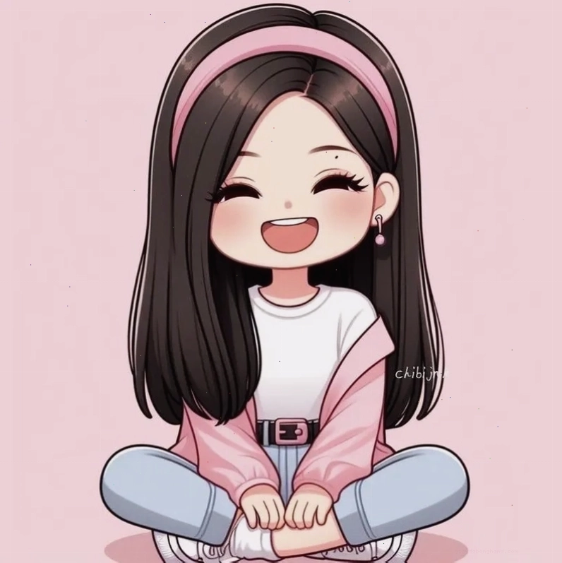 Cô gái chibi với nụ cười rạng rỡ và trang phục dễ thương