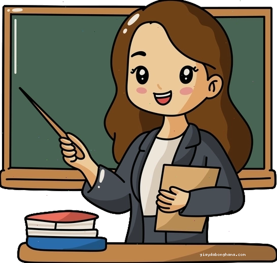 Cô giáo chibi cầm bảng và sách, sẵn sàng cho bài giảng