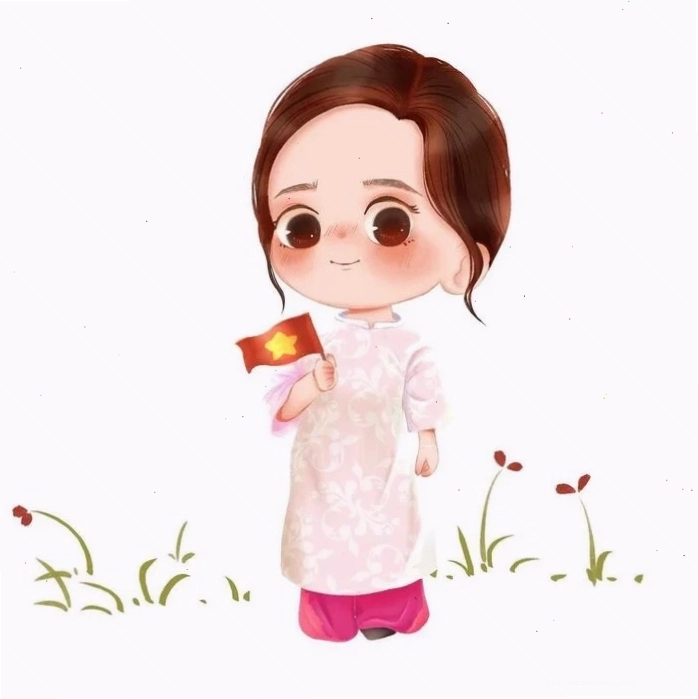 Cô giáo chibi duyên dáng trong tà áo dài truyền thống Việt Nam