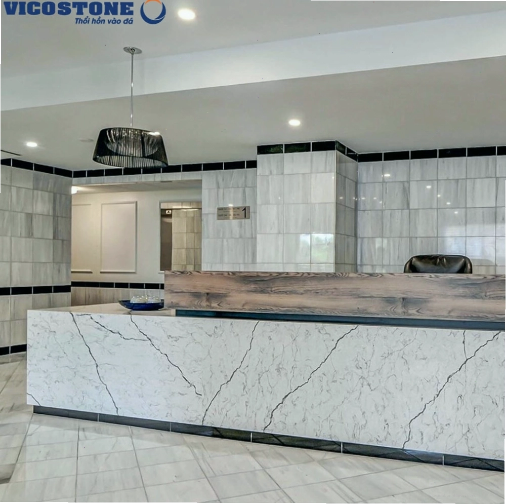 Đá ốp trắng vân mây cho mặt tiền độc đáo