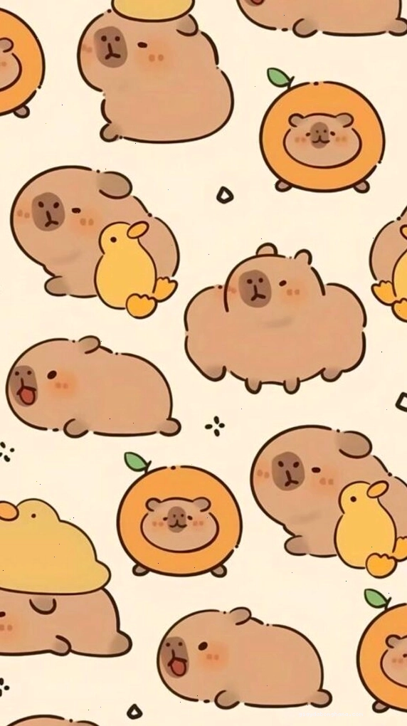 Đàn Capybara và vịt vàng cùng nhau tạo dáng vô tri