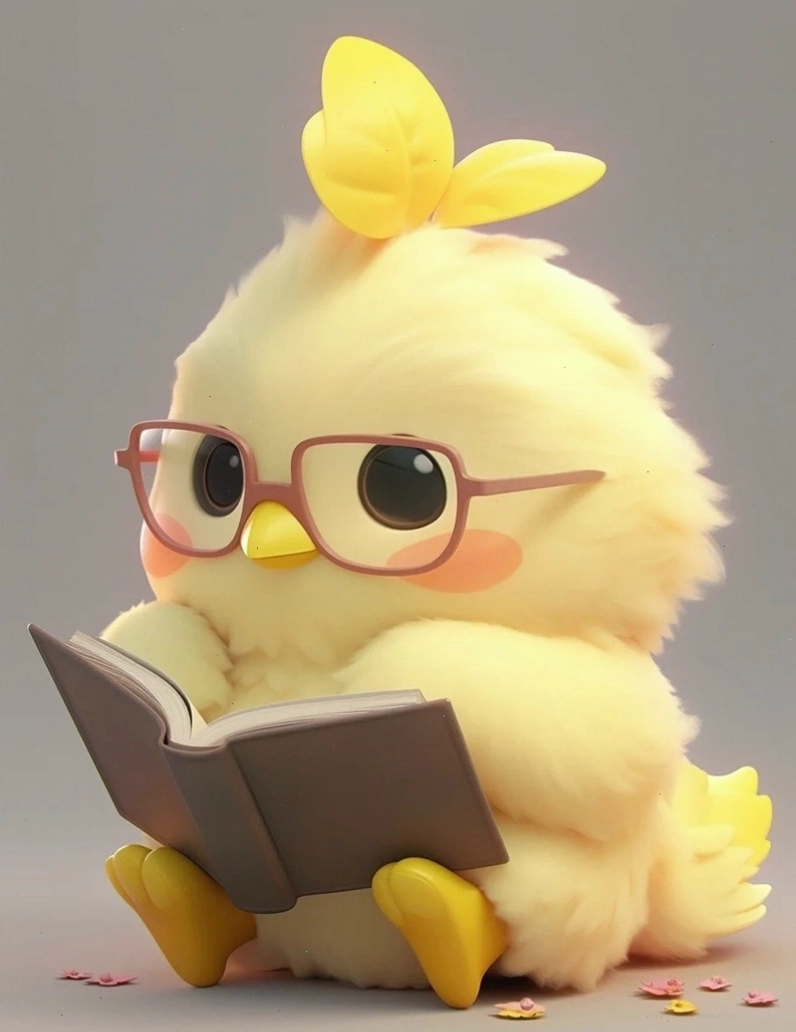 Gà chibi dễ thương với đôi mắt tròn xoe