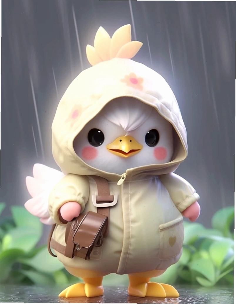 Gà chibi với biểu cảm vui nhộn