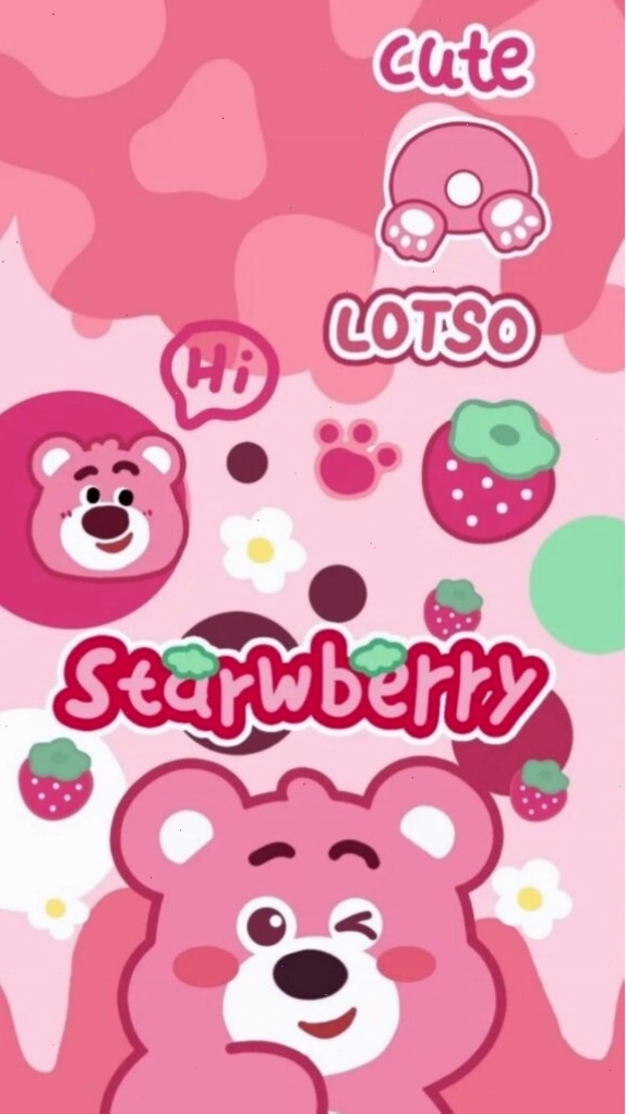 Gấu dâu Lotso phong cách sticker hồng