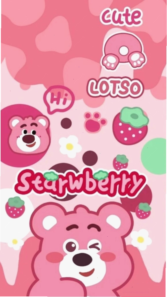 Gấu dâu Lotso phong cách sticker hồng dễ thương