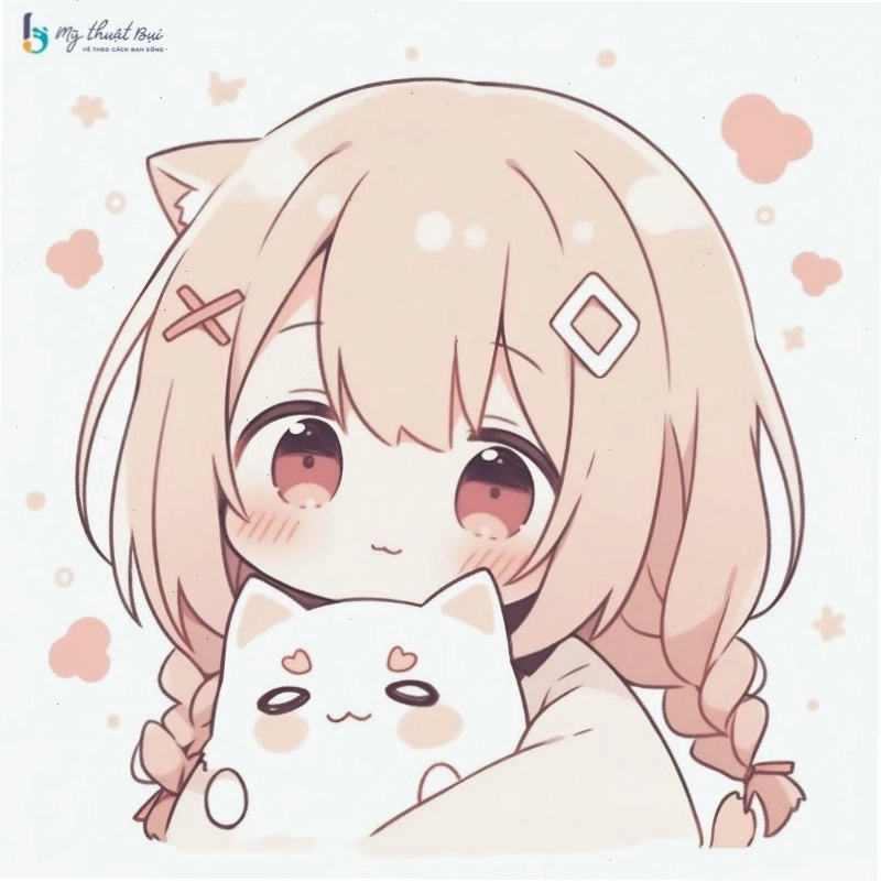 Hình ảnh anime chibi cute girl với đôi mắt to tròn và biểu cảm đáng yêu
