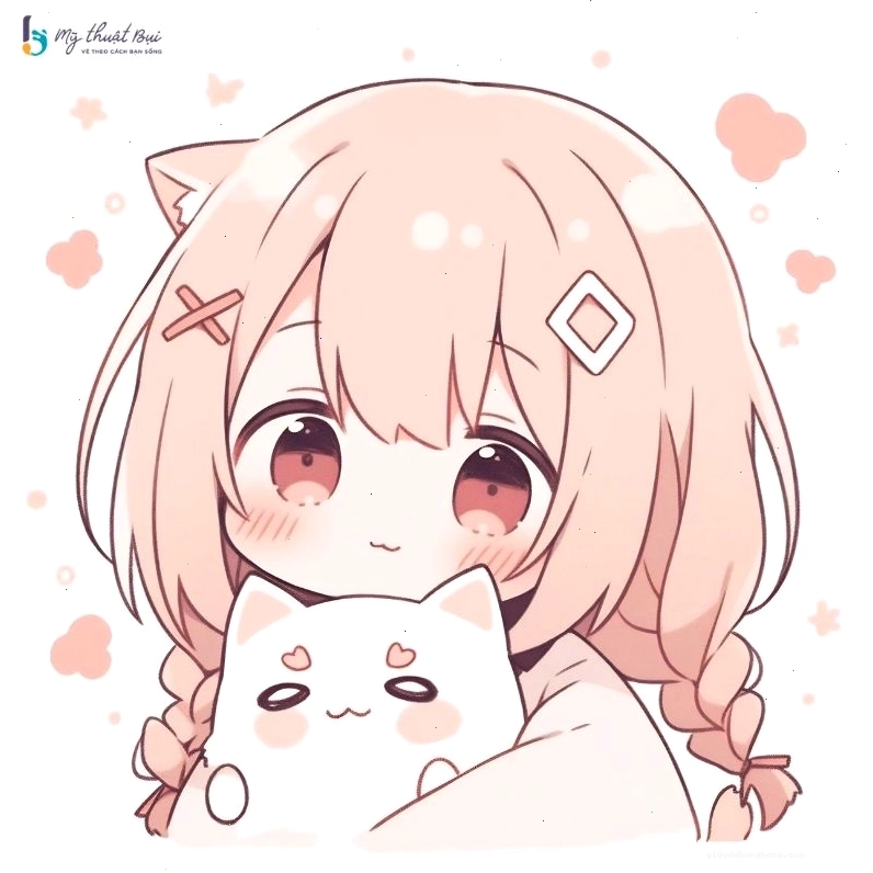 Hình ảnh anime nữ chibi với nụ cười tươi tắn