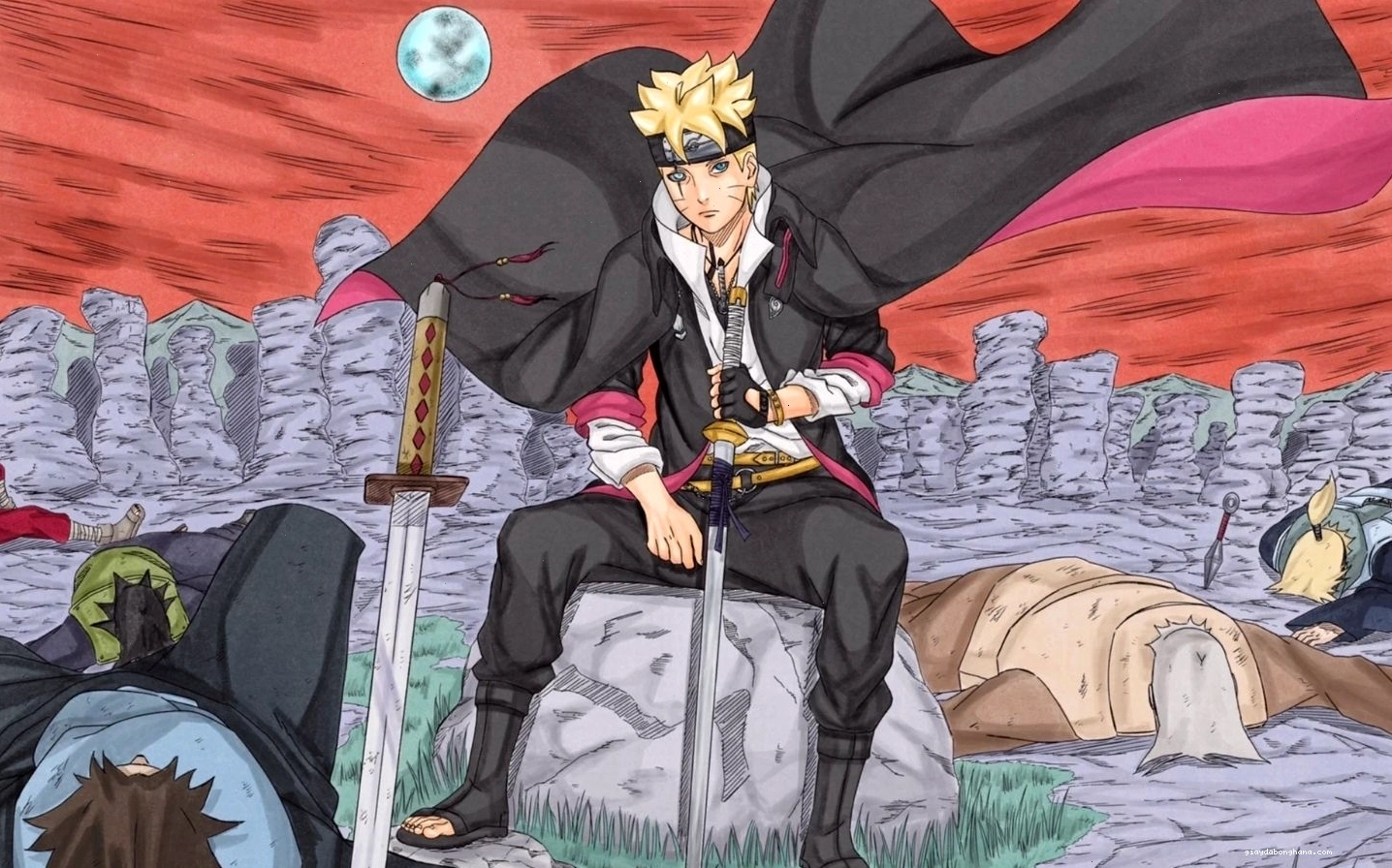 Hình ảnh Boruto lạnh lùng tiêu diệt kẻ địch, phù hợp cho game thủ yêu thích hành động