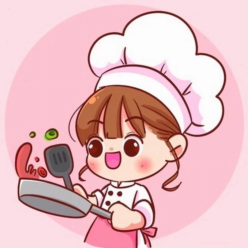 Hình ảnh chibi đầu bếp nữ trên điện thoại