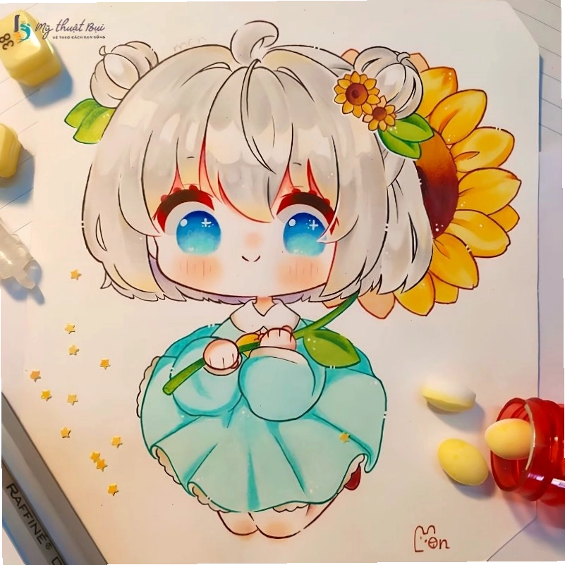 Hình ảnh chibi nữ cute với mái tóc dài