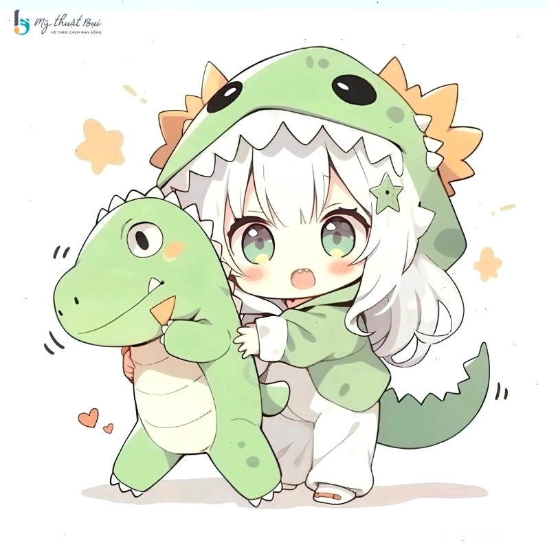 Hình ảnh chibi nữ đang đọc sách, toát lên vẻ tri thức và đáng yêu