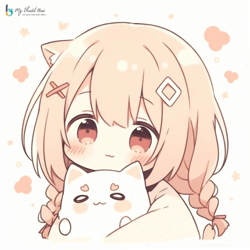 Hình ảnh chibi nữ dễ thương với mái tóc dài và trang phục bắt mắt