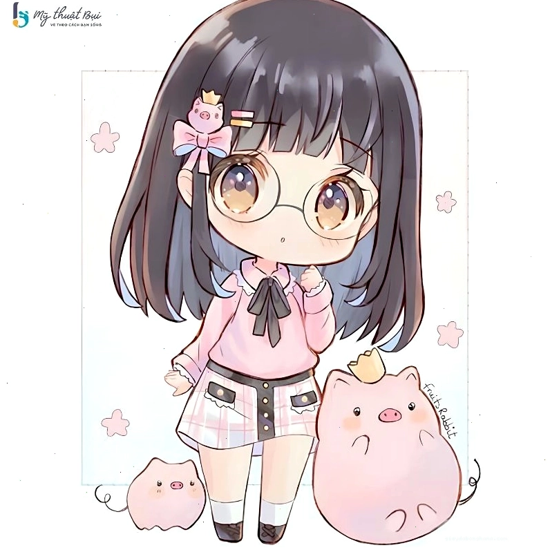 Hình ảnh chibi nữ được vẽ dựa trên một bức ảnh có thật, giữ nguyên các đặc điểm cá nhân