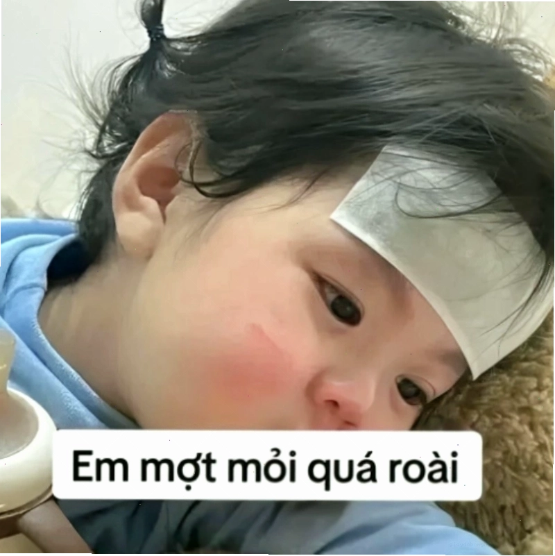 Hình ảnh chibi với biểu cảm muốn nằm dài, thể hiện sự kiệt sức
