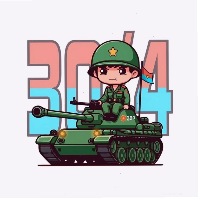 Hình ảnh chú bộ đội chibi đang hành quân trong rừng