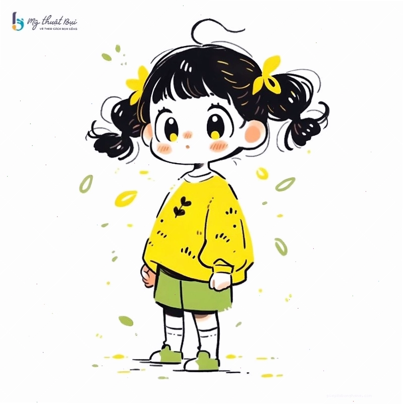 Hình ảnh cô gái chibi dễ thương với đôi mắt to tròn