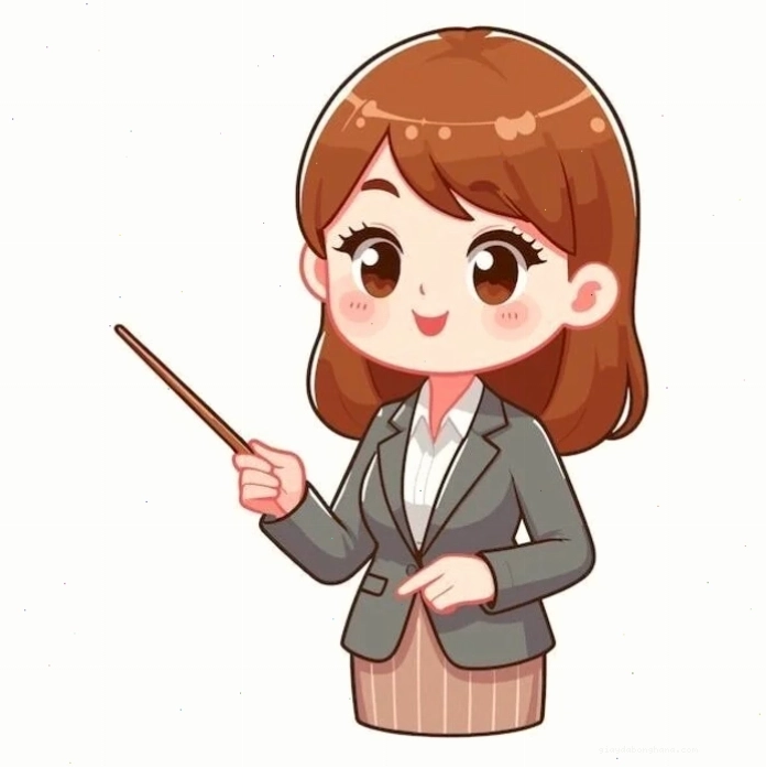 Hình ảnh cô giáo chibi cute với đôi mắt to tròn và nụ cười rạng rỡ