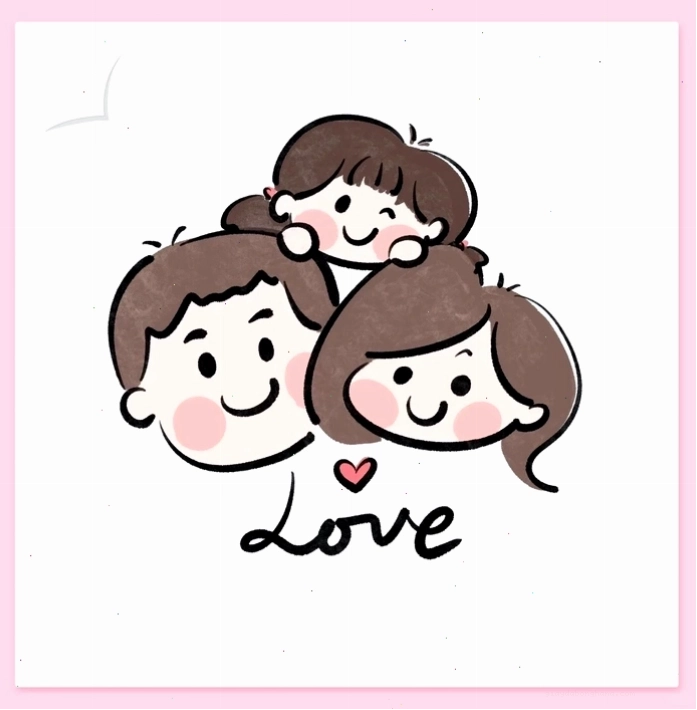 Hình ảnh gia đình chibi 3 thành viên cute và vui vẻ