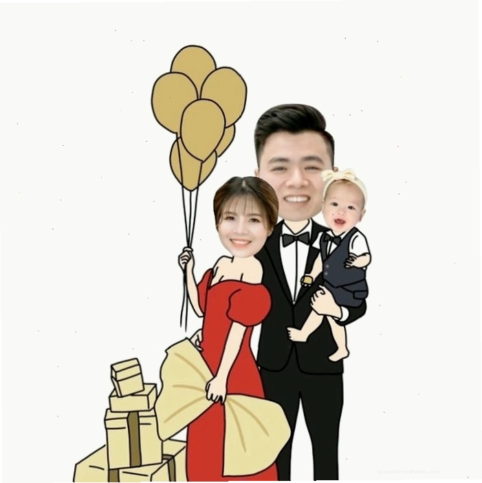 Hình ảnh gia đình chibi 3 thành viên gia đình cute