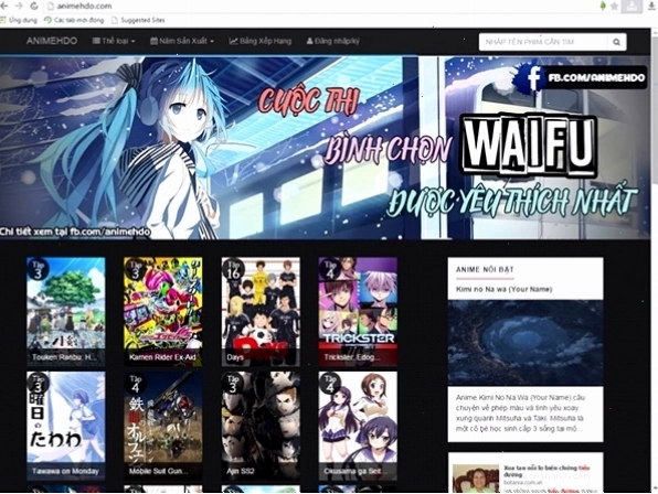 Hình ảnh minh họa các trang web xem anime trực tuyến