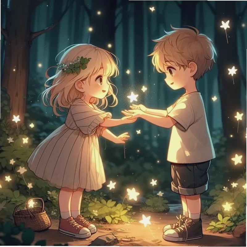 Hình chibi nam nữ dễ thương với tông màu ấm áp