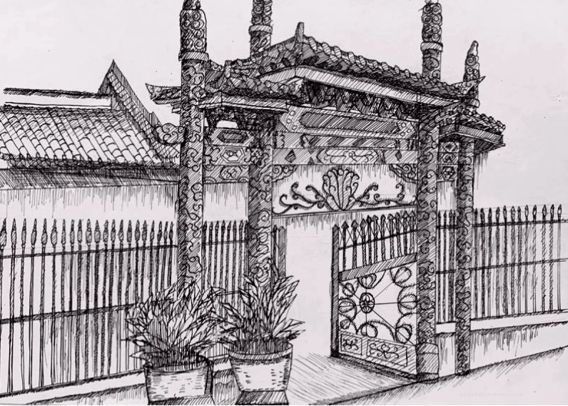 Hình đẹp vẽ tranh di tích lịch sử Việt Nam tại Hoàng thành Thăng Long