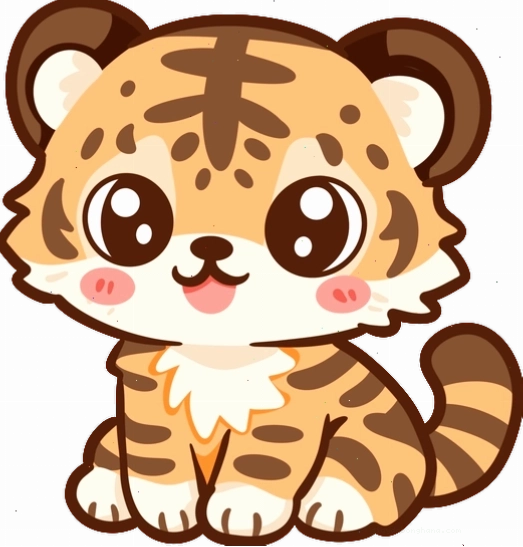 Hình minh họa chú hổ con chibi cực kỳ dễ thương và ngộ nghĩnh