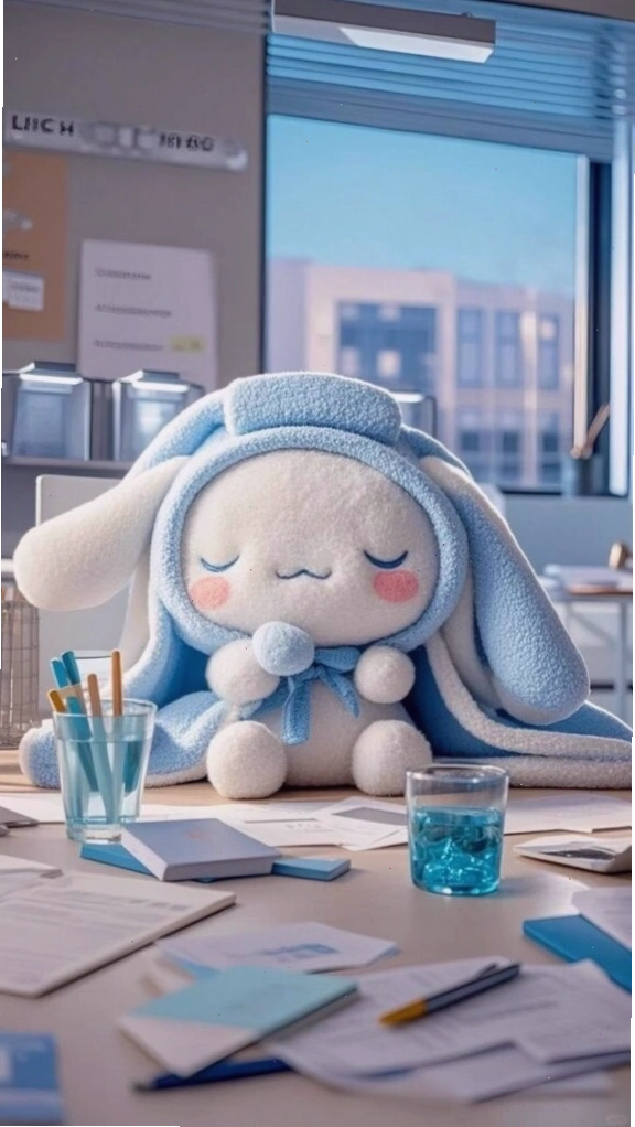 Hình nền Cinnamoroll cute ngủ gật trên bàn học
