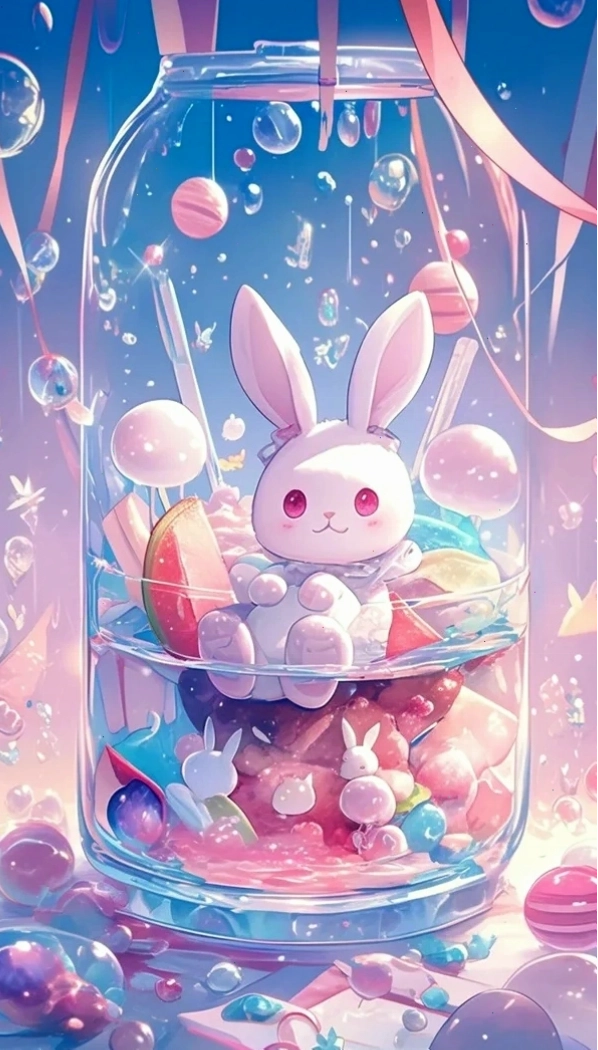 Hình nền con thỏ chibi cute theo phong cách anime