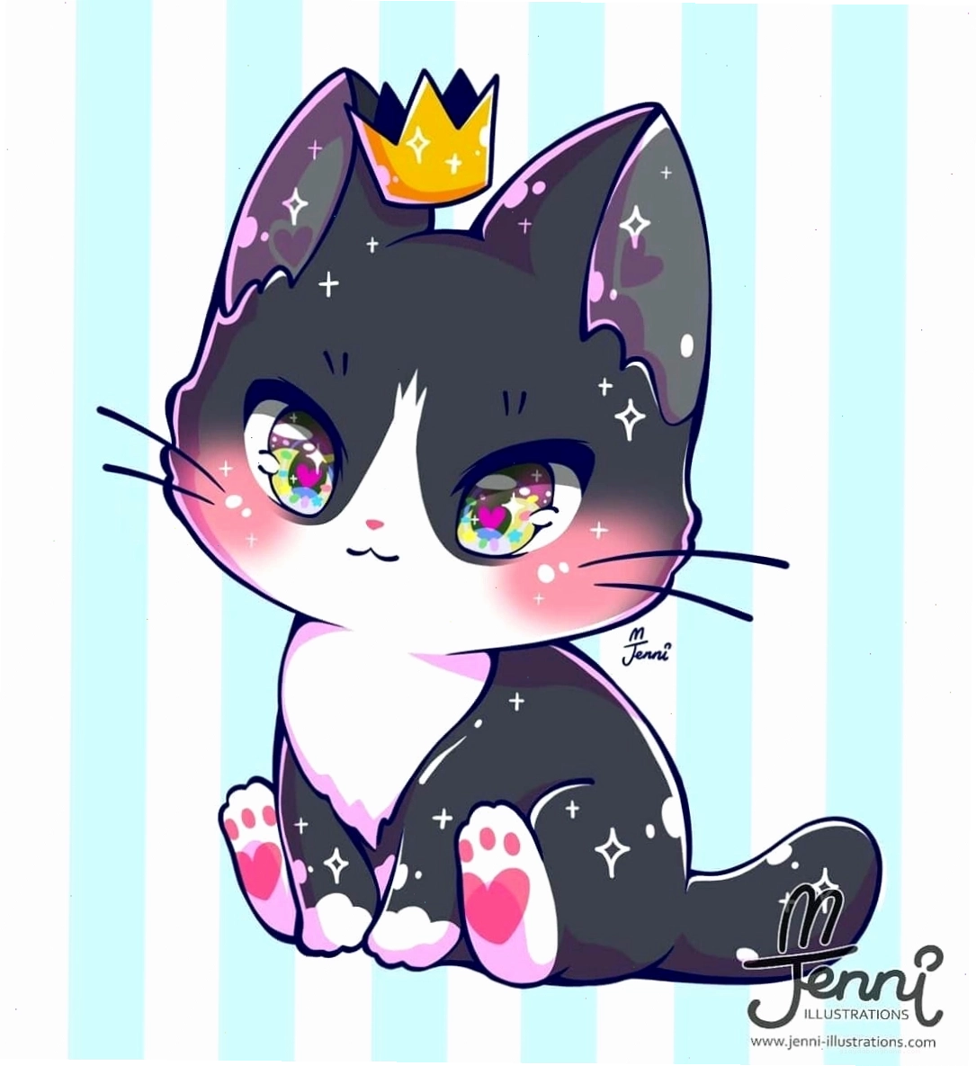 Hình nền điện thoại với chú mèo chibi đáng yêu