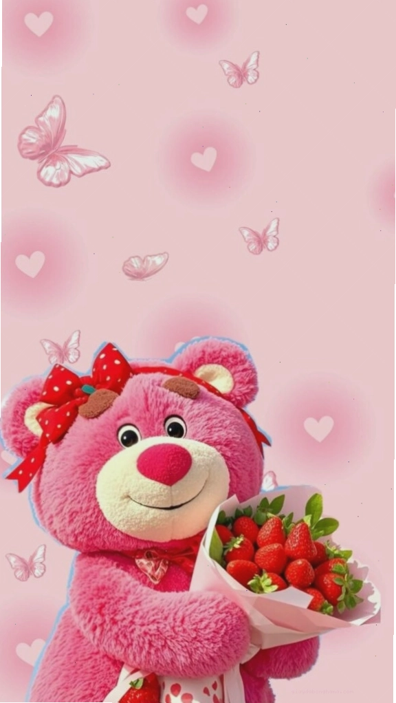 Hình nền gấu cute ôm hoa tươi
