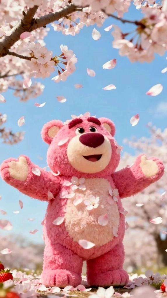 Hình nền gấu cute tung tăng giữa trời xuân