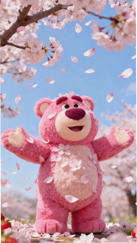 Hình nền gấu cute tung tăng giữa trời xuân