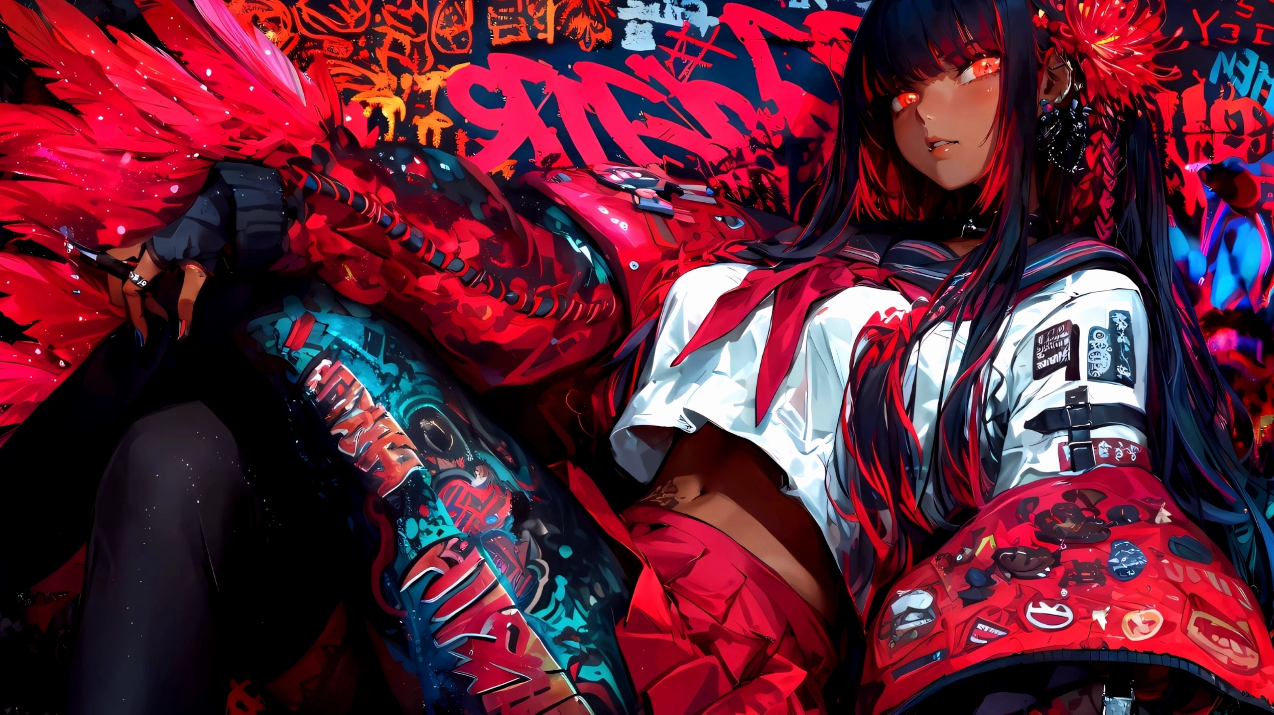 Hình nền máy tính anime nam với phong cách hắc ám
