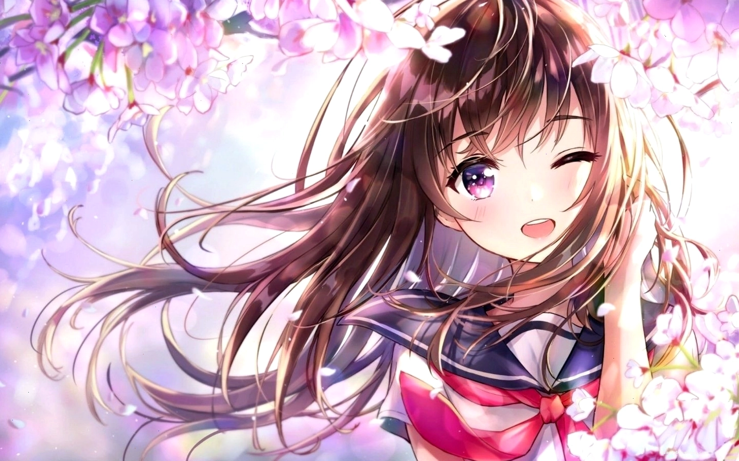 Hình nền nhân vật anime nữ cực đáng yêu với trang phục và biểu cảm dễ thương